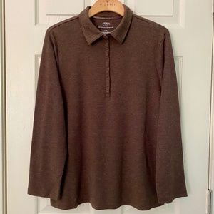 Lane Bryant Brown Women's Henley Knit Long Sleeve Sz 14/16 EUC